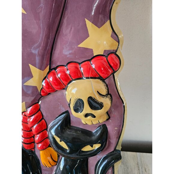 Vintage witch celluloid plastic Halloween hanging lawn window cauldron skulls ca - Picture 5 of 13
